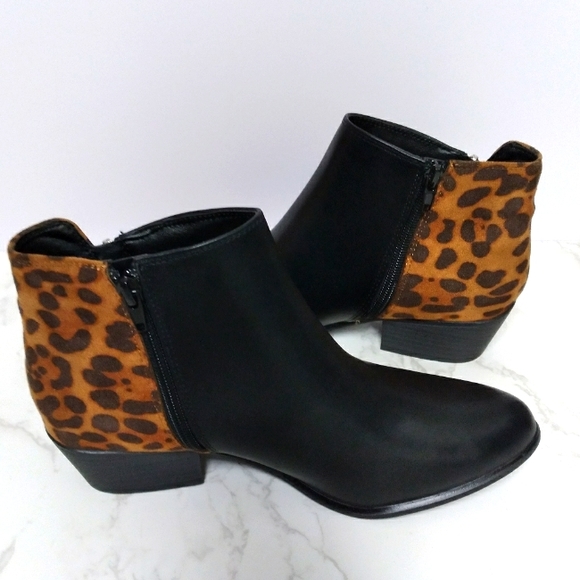 Esprit Black Leopard Ankle Boots Size 8 - Picture 1 of 11